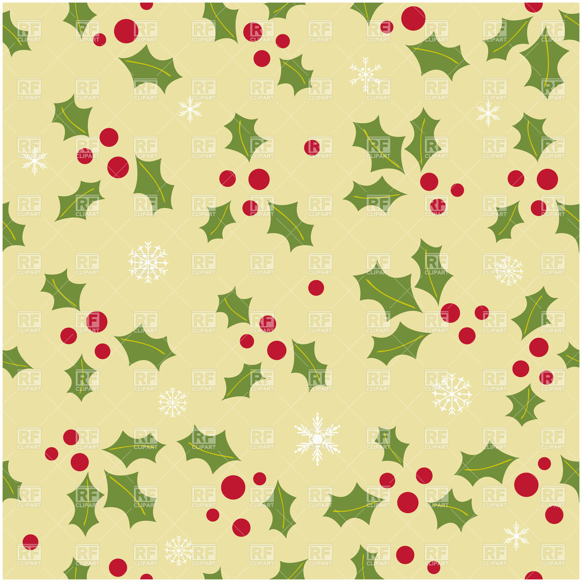1200x1200 Seamless Christmas Background With Simple Holly Berry Leaves