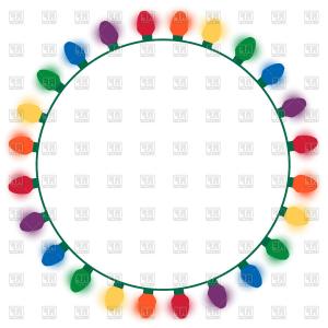 300x300 Christmas Lights Border Garland With Colourful Light Bulbs Vector