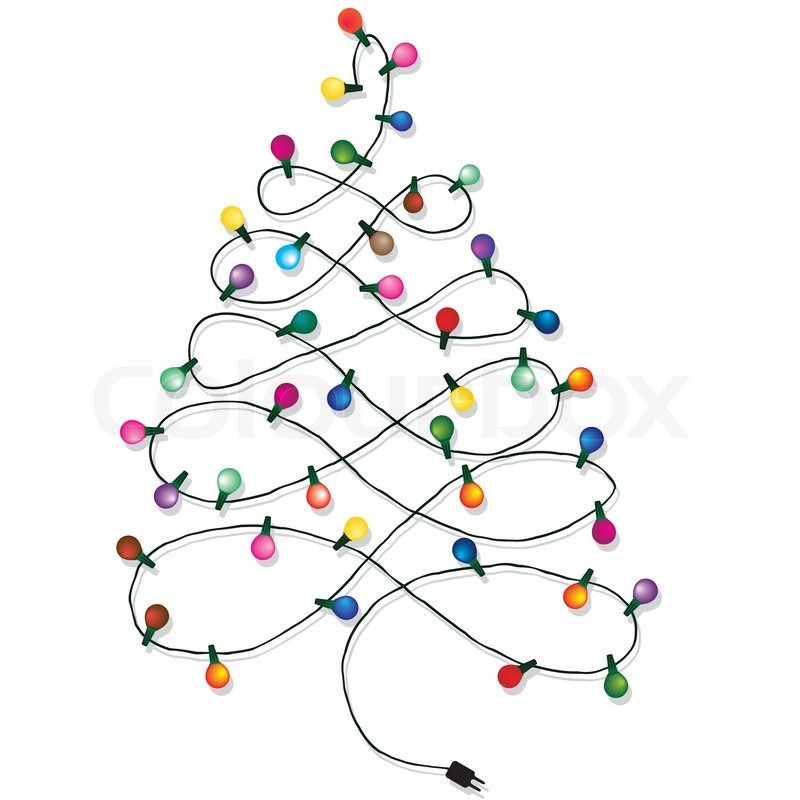 800x800 Christmas Tree Garland Lights String Of Christmas Vector
