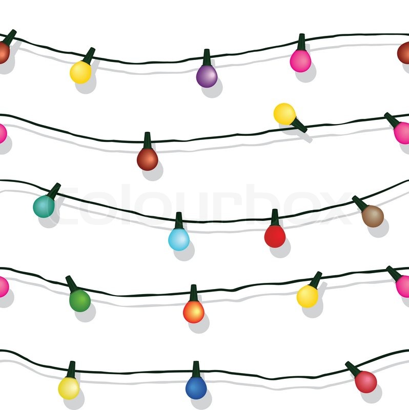 798x800 Seamless String Of Christmas Lights On Garland Vector Background
