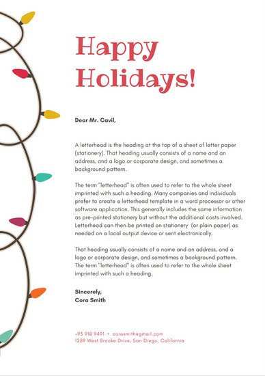 388x550 White With Christmas Lights Vector Christmas Letterhead
