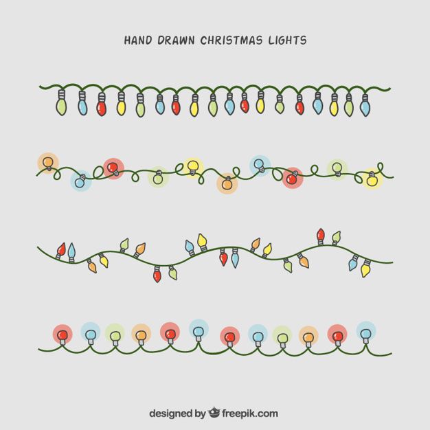 626x626 Hand Drawn Christmas Lights Collection Free Vector Christmas