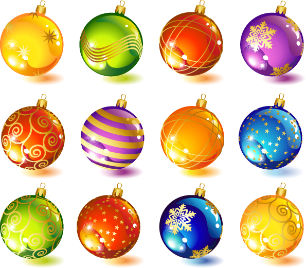 595x521 Beautiful Christmas Ornaments Vector Free Vector 4vector