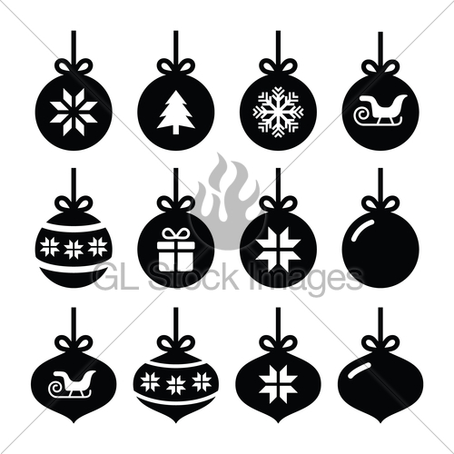 500x500 Christmas Ornament, Christmas Bauble Vector Icons Set Gl Stock