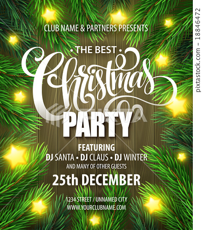 396x450 Christmas Party Poster Design Template. Vector