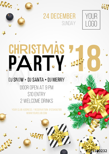 354x500 Christmas Party 2018 Invitation Poster For 24 December Winter