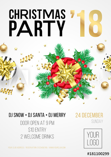354x500 Christmas Party Invitation Poster Template For 24 December 2018