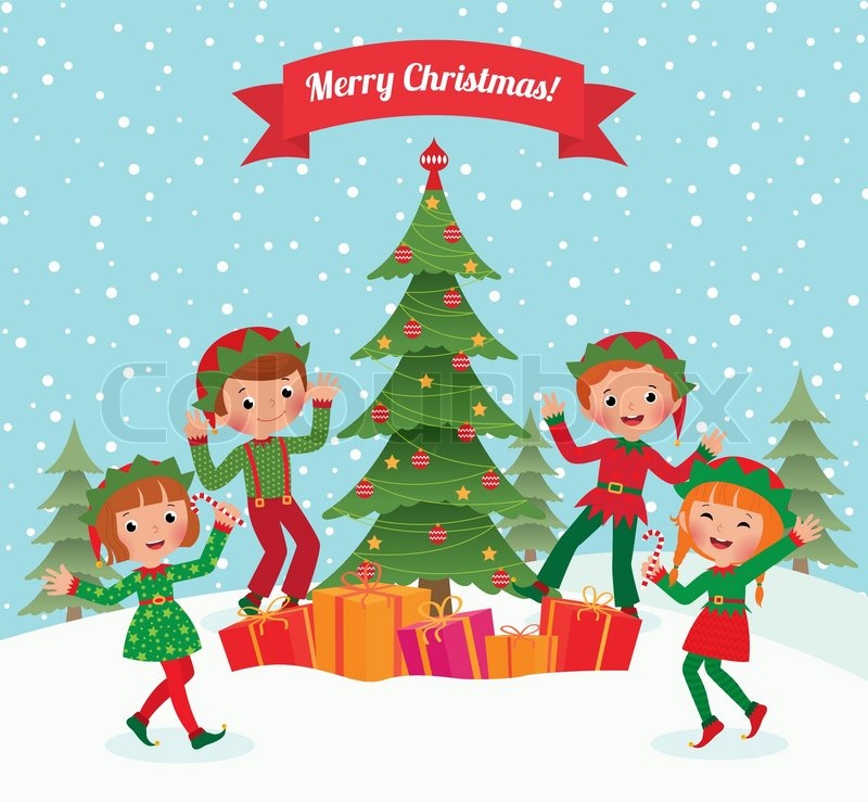 800x739 Cartoon Elves Having Fun