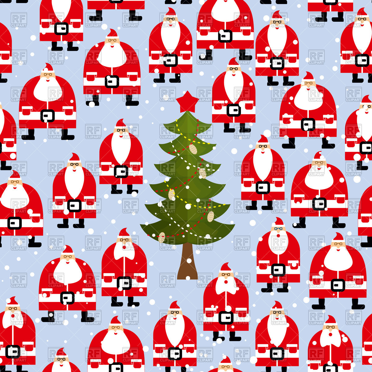 1200x1200 Christmas Pattern With Santa Claus And Christmas Tree Vector Image