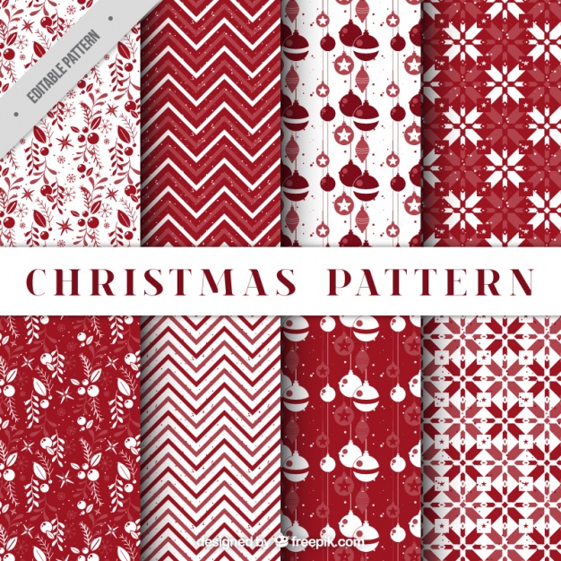 626x626 Pack Of Decorative Christmas Patterns In Red Color Vector Free