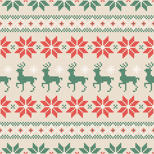 500x500 Knitted Fabric Christmas Pattern Vector Set 05 Free Download
