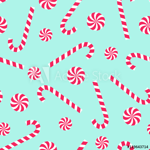 500x500 Candy Cane And Lollipop Seamless Christmas Pattern On Mint Green