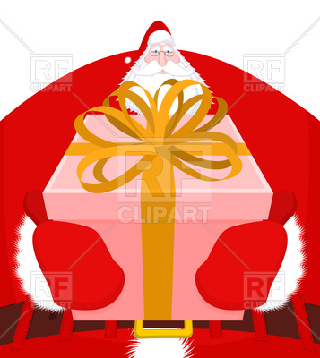 357x400 Santa Gives Christmas Gift Vector Image Vector Artwork Of