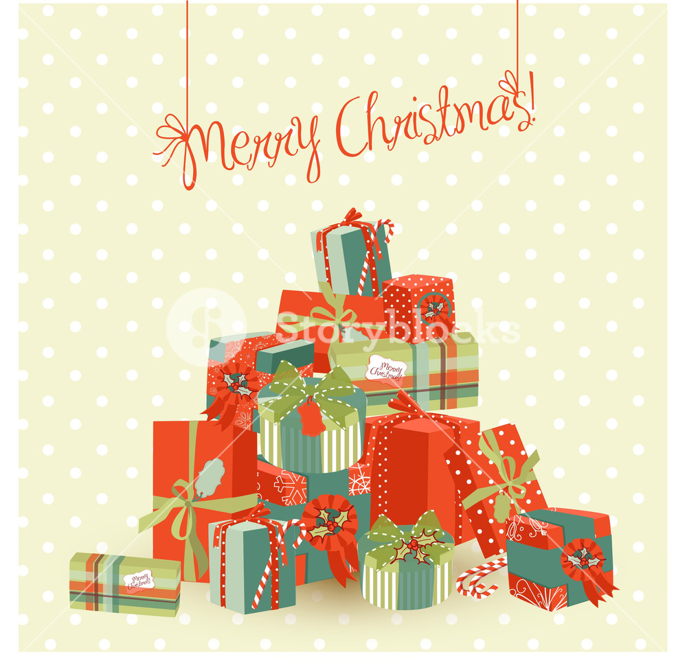 1000x966 A Huge Pile Of Christmas Gifts. Vector Illustration Royalty Free