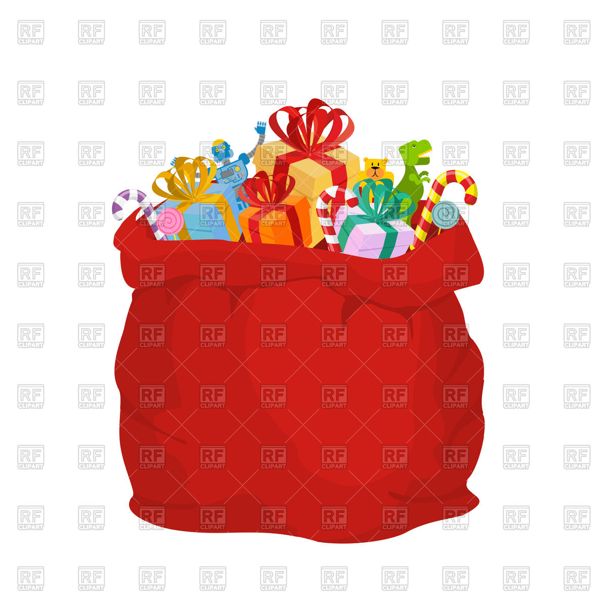 1200x1200 Big Red Christmas Bag With Gifts Vector Image Vector Artwork Of