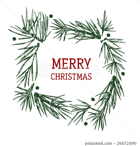 450x468 Card With Christmas Wreath . Vector Illustration.