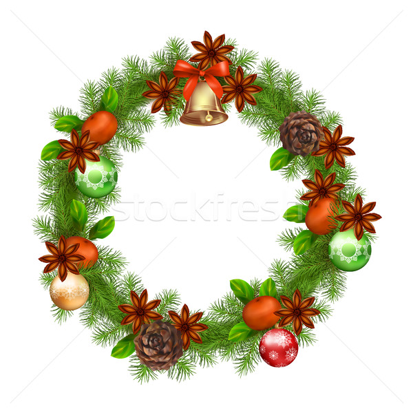 600x600 Vector Christmas Wreath Vector Illustration Nadezhda Kostina