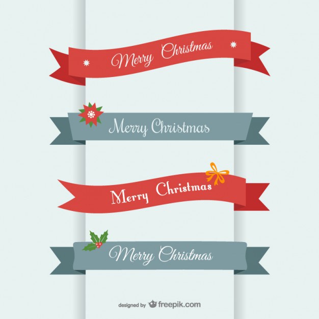 626x626 Merry Christmas Ribbon Banner Free Vector 123freevectors