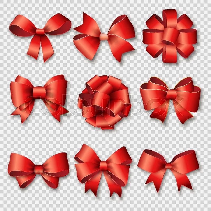800x800 Ribbons Set For Christmas Gifts. Red Gift Bows With Ribbons Vector