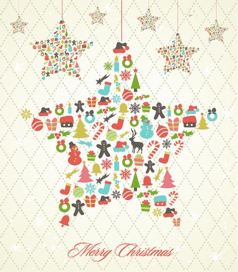 490x560 Retro Hanging Christmas Star Vector Background