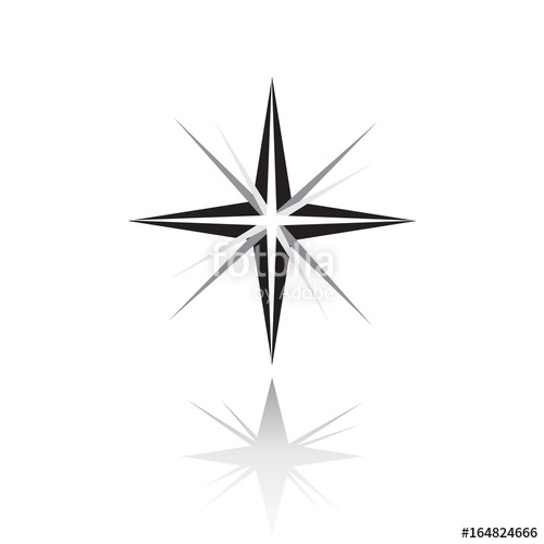 500x500 Star Icon. Northern Star With Shadow. Christmas Star On White