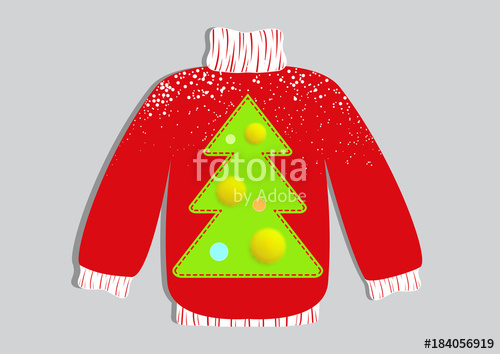 500x354 Cute Ugly Christmas Sweater Vector, Sweater Party Poster For