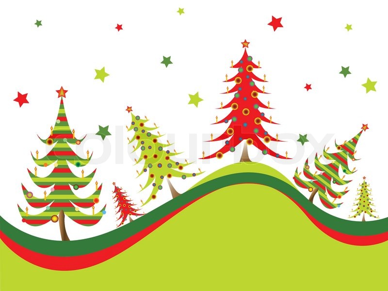 800x600 Christmas Trees Background, Abstract Vector Art Illustration Image
