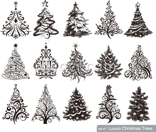 500x423 15 Vector Luxury Christmas Tree Pattern Design Template
