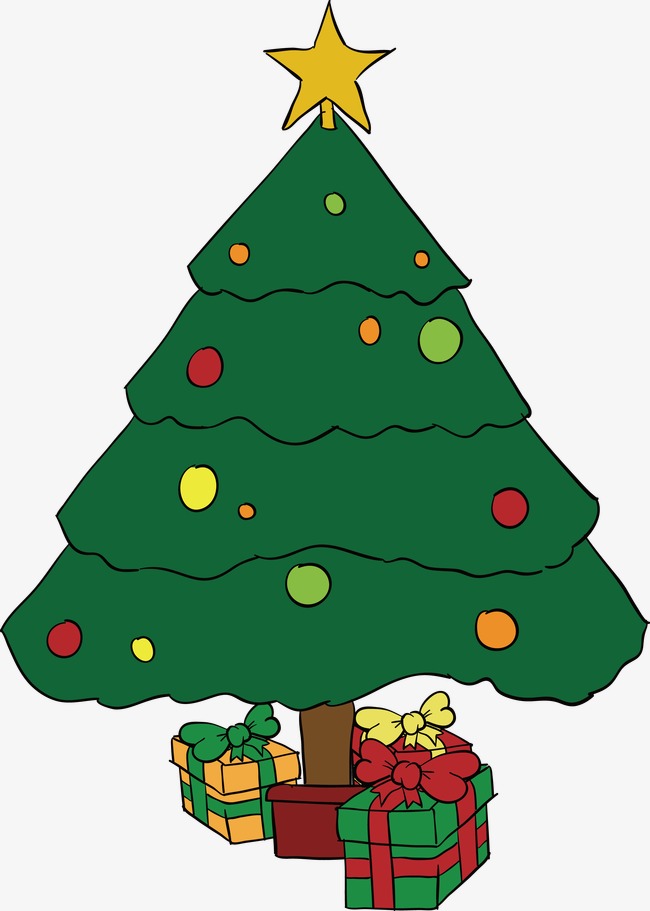 650x911 Christmas Tree Vector, Hand Painted, Trees, Gift Box Png And