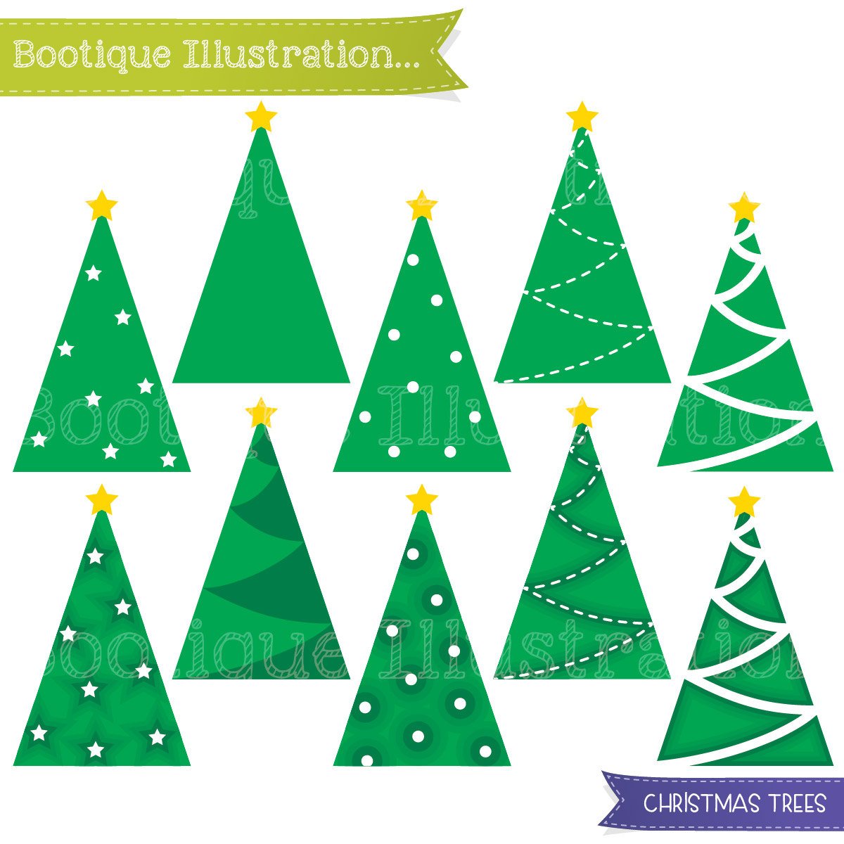 1200x1200 Simple Christmas Tree Clipart. Christmas Clipart Set Includes 10
