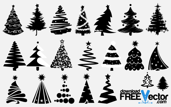 600x375 Free Vector Christmas Tree Silhouettes 123freevectors