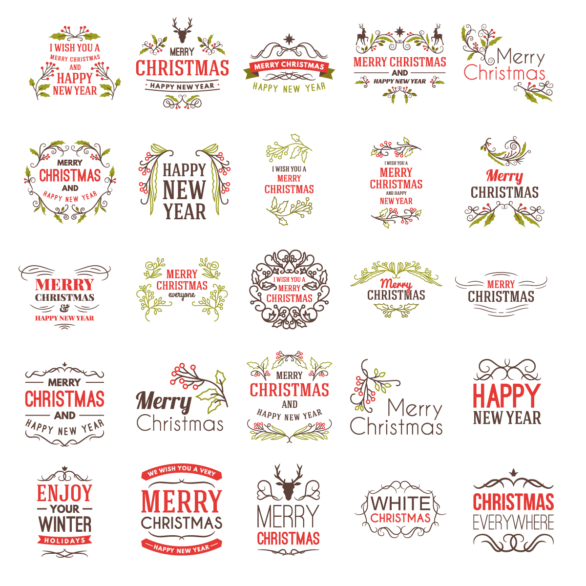 1200x1200 25 Templates Christmas Labels With Nice Designs In Vector Free