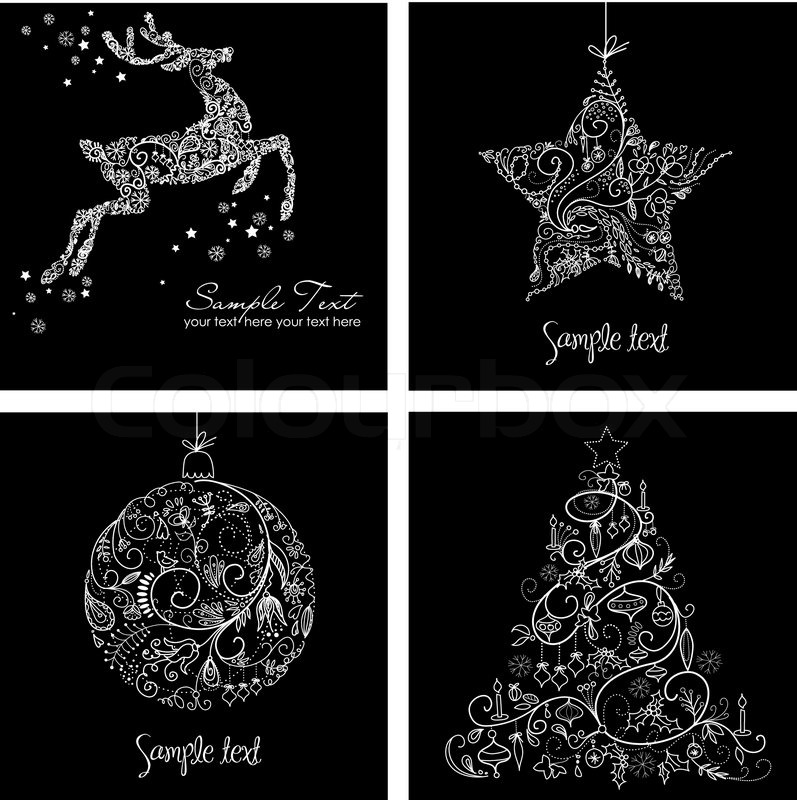 797x800 Black And White Christmas Cards Stock Vector Colourbox