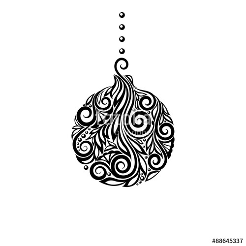 500x500 Black And White Christmas Ball. Great Design Element For