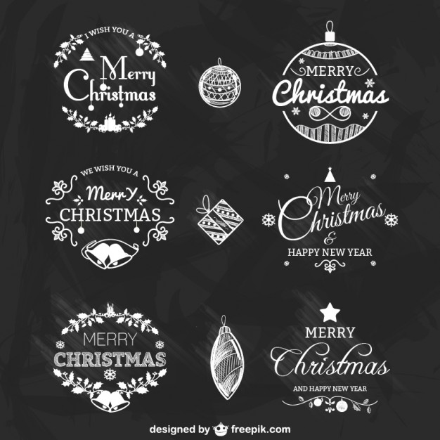 626x626 Black And White Christmas Badges Pack Vector Free Download