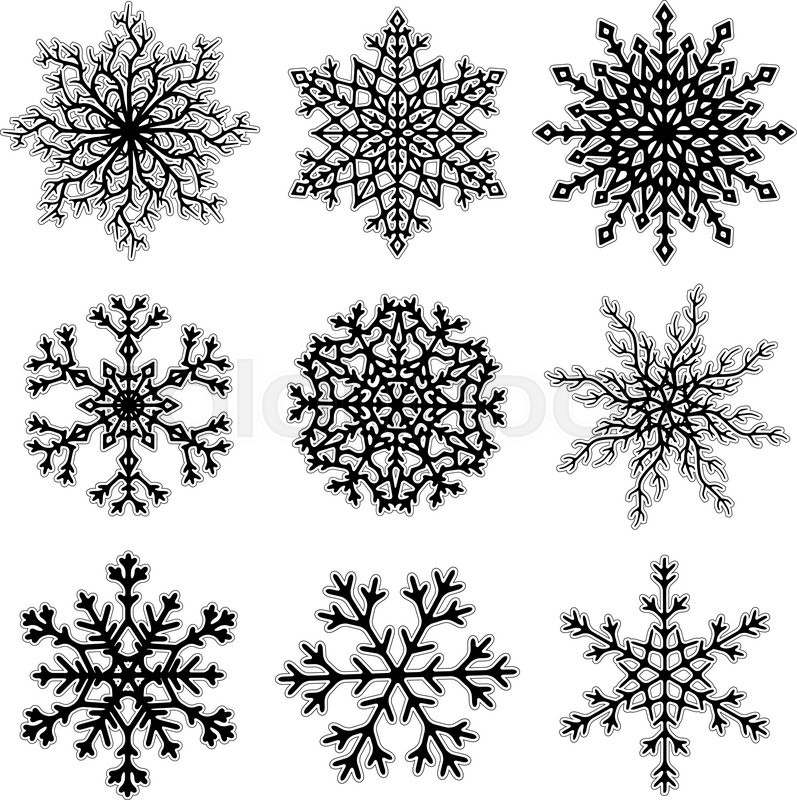 797x800 Set Of Black Flat Paper Snowflakes Isolated On White Background