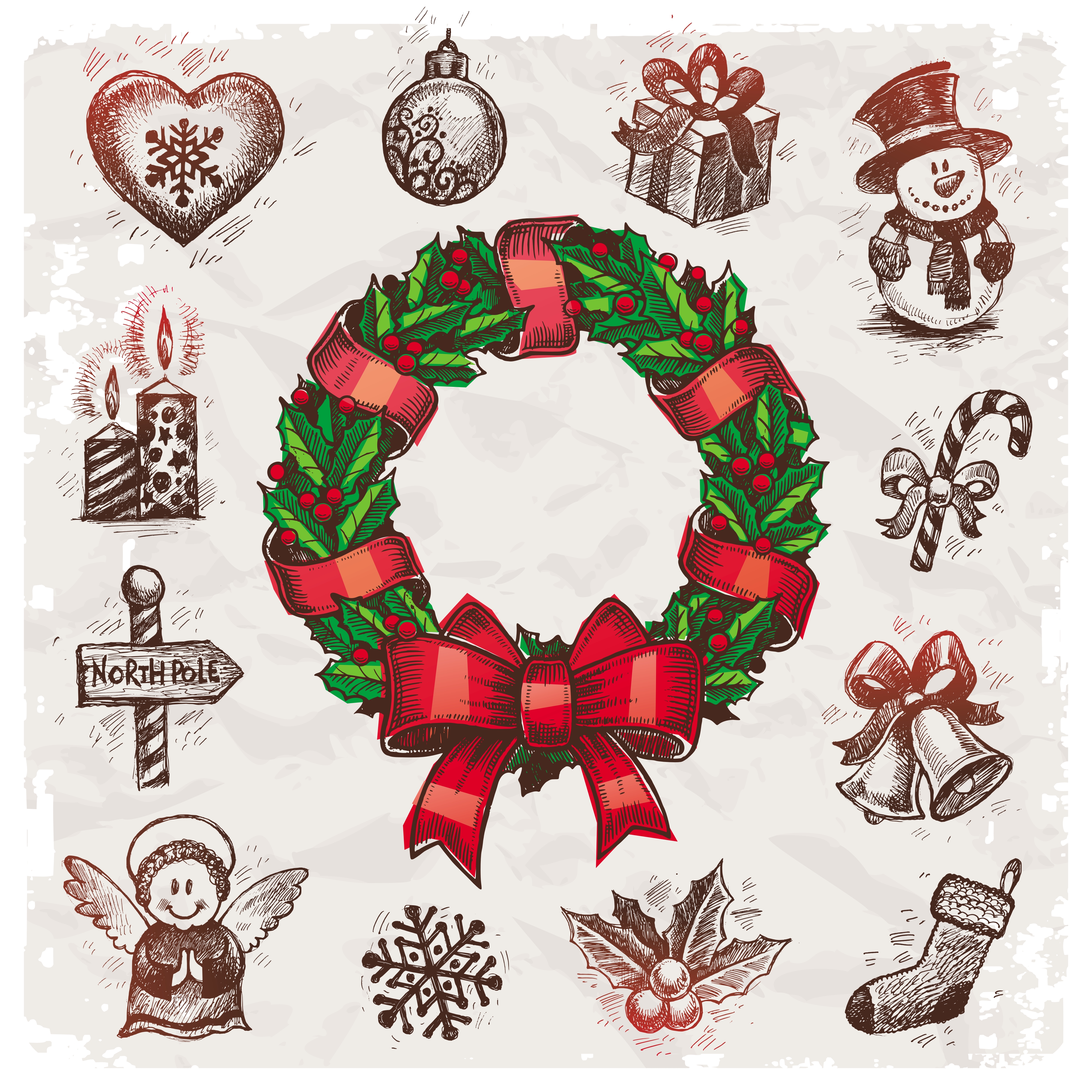 4000x4000 Christmas Tree Vector Illustration Set Vector Free Download