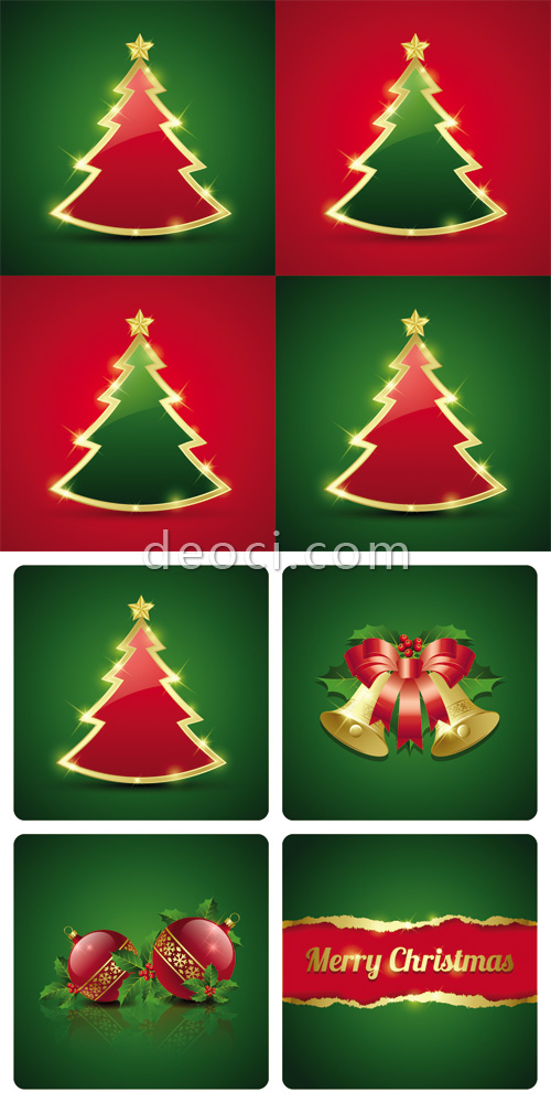 500x1000 8 Vector Christmas Tree Card The Decorated Background Design