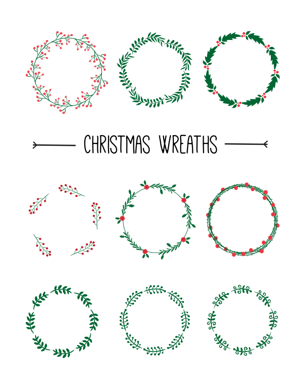 620x800 9 Vector Christmas Wreaths