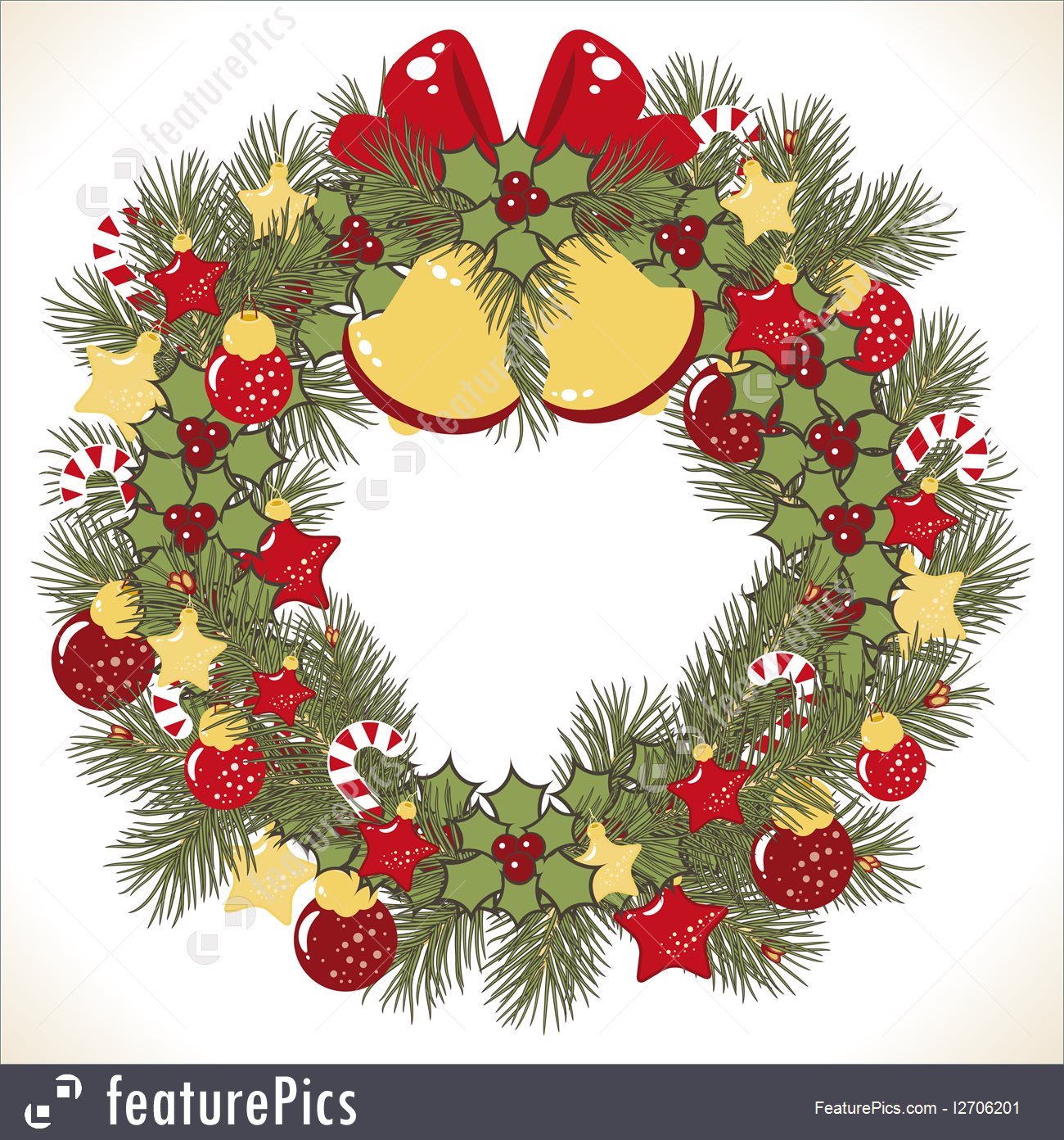 1300x1392 Christmas Wreath Vector Image I2706201