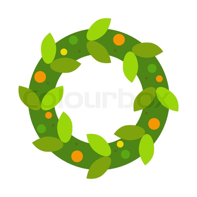 800x800 Christmas Tree Wreath Flat Vector Isolated On White. Christmas
