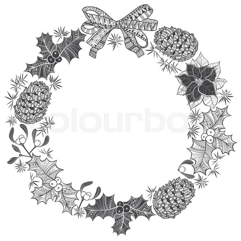 800x800 Christmas Wreath. Vector Illustration With Space For Text. Stock