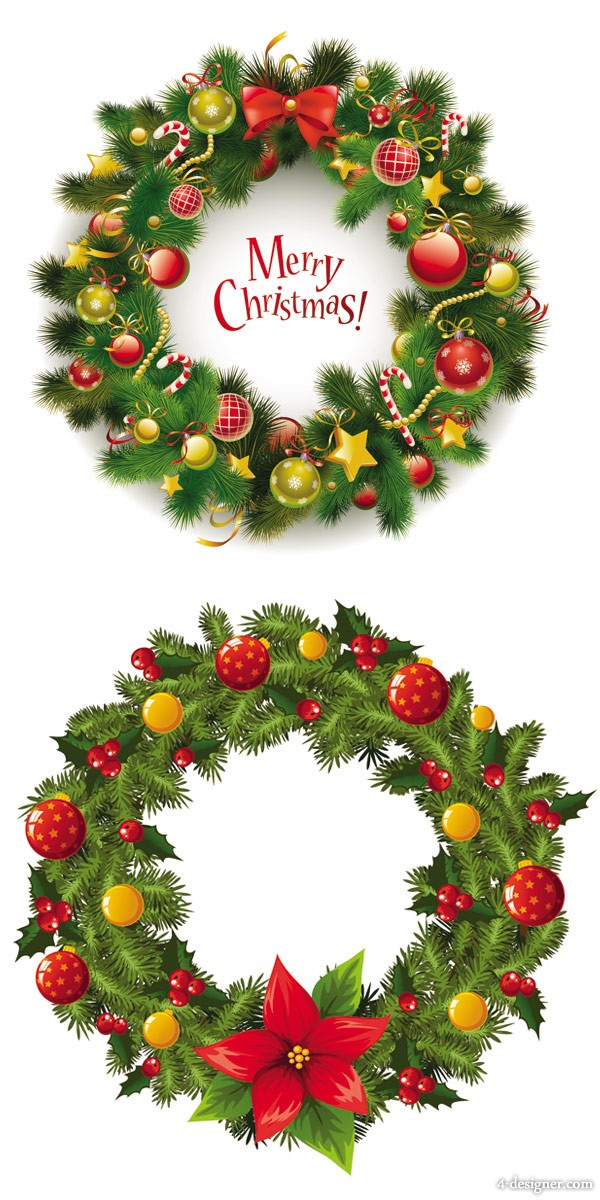 600x1200 4 Designer Christmas Wreath Vector