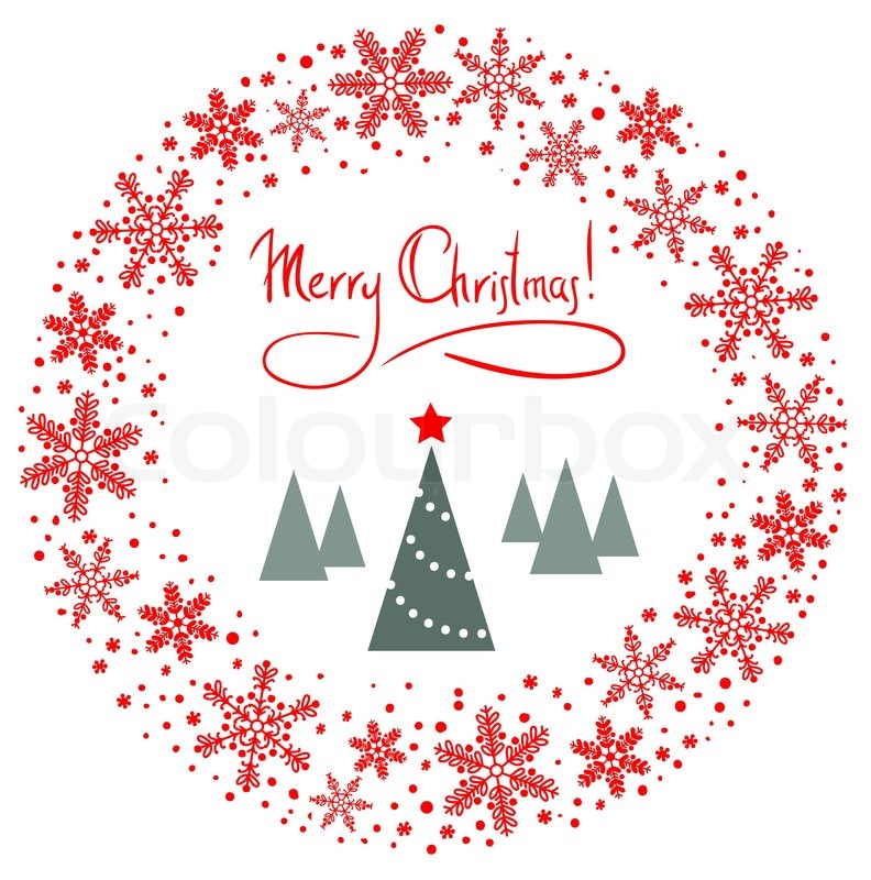 792x800 Vector Christmas Wreath With Tree And Red Star Stock Vector