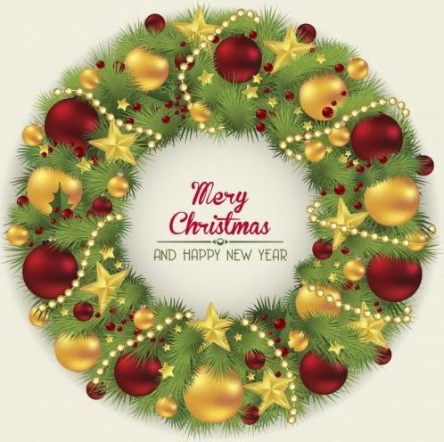 498x496 Wallmonkeys Wall Decals Christmas Wreath Vector Wall Mural By