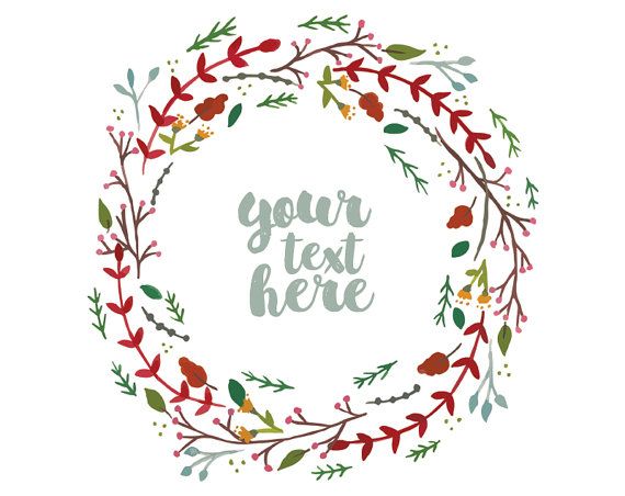 570x452 Handpainted Floral Wreath Vector Clipart. Christmas Wreath Clipart