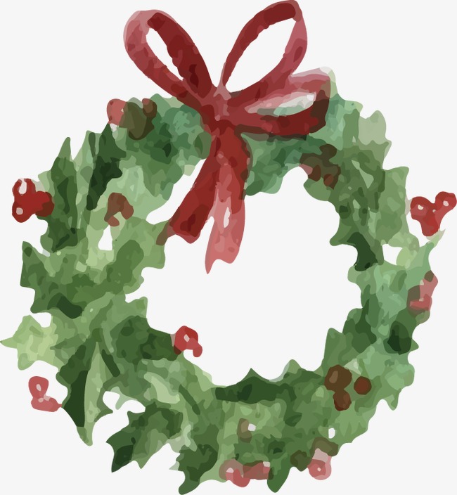 650x704 Vector Hand Painted Christmas Wreath, Vector, Hand Painted