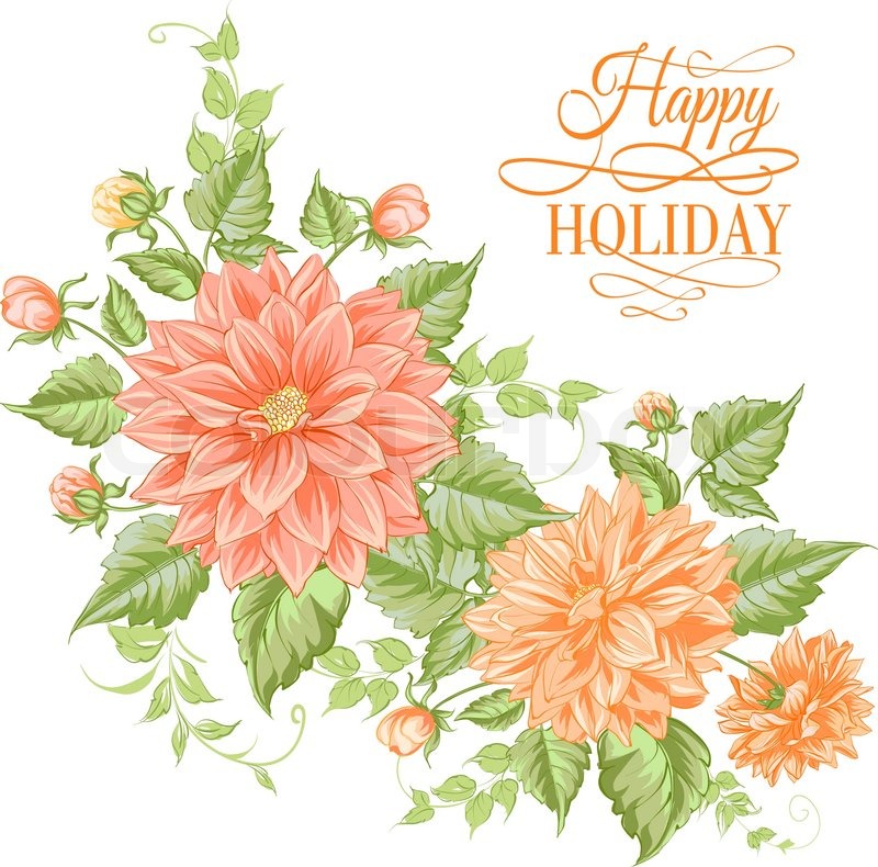 800x790 Chrysanthemum Holiday Card For Your Design. Vector Illustration