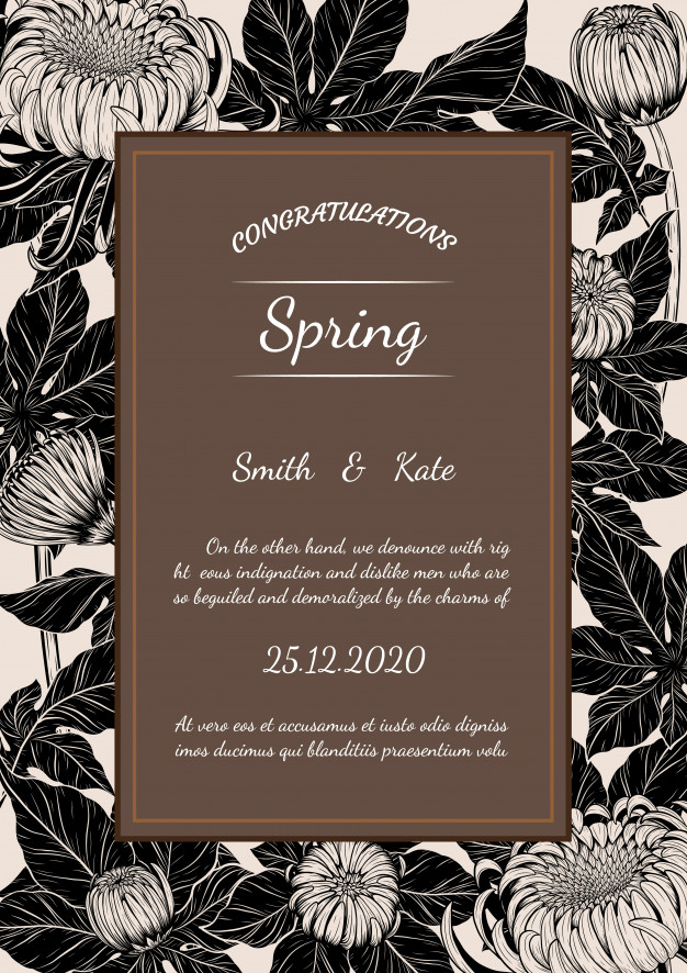 626x886 Chrysanthemum Vector Card On Brown Background Vector Premium