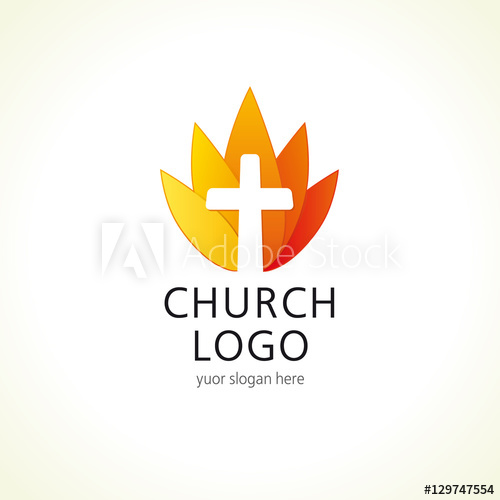 500x500 Cross On Fire Christian Church Logo. Vector Icon For Churches